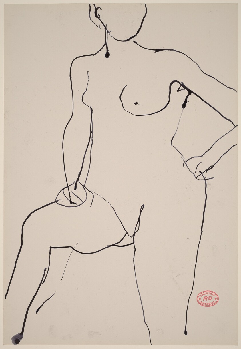 Untitled [standing female nude with left hand on hip] [verso]