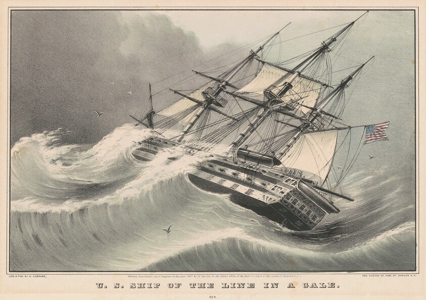 U.S. Ship of the Line in a Gale