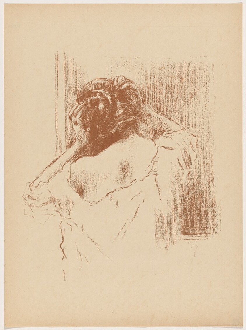 Femme en buste de dos se coiffant (Woman Seen from Behind Fixing Her Hair)