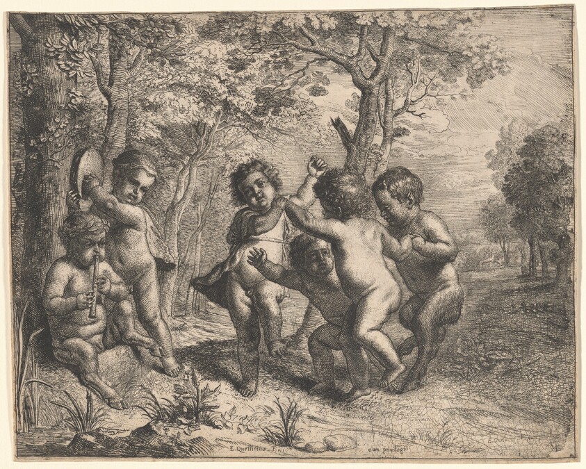 Four Dancing Children and Two Making Music