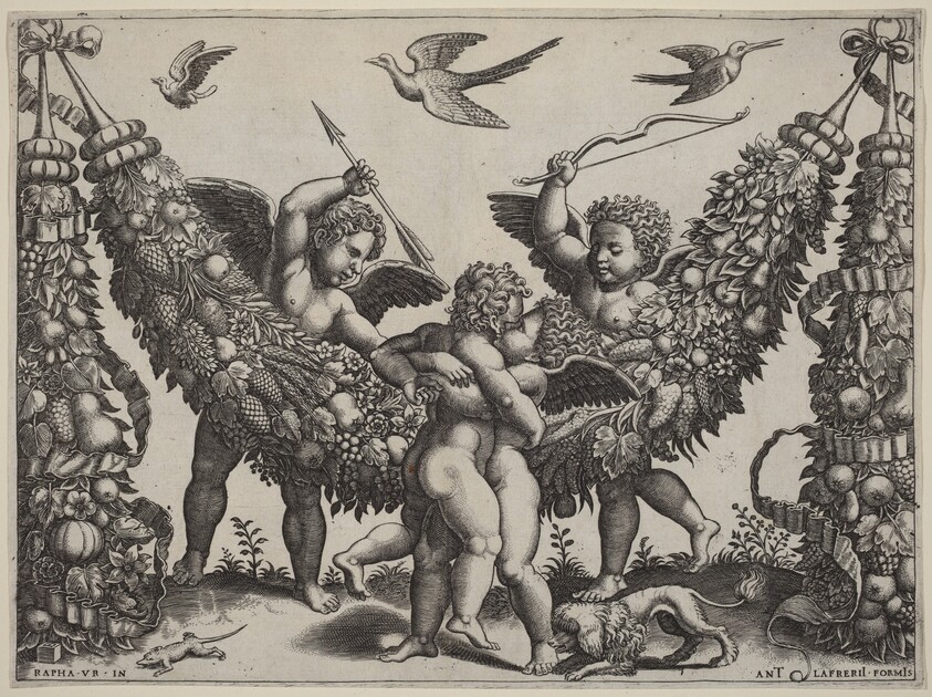 Two Putti...Striking Another Who Is Squeezing a Child