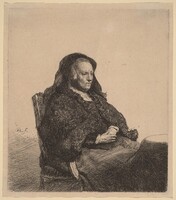 The Artist's Mother Seated at a Table, Looking Right, Rembrandt van Rijn, c. 1631