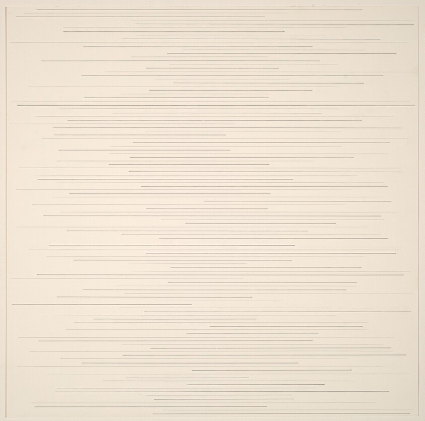 Alternate Ink and Pencil Straight, Parallel Lines, of Random Length, Not Touching the Sides