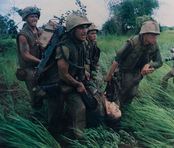 Four Marines Recover the Body of a Comrade under Fire