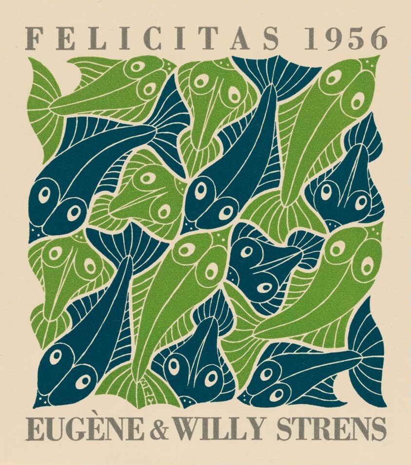 Water, New Year's greeting-card 1956