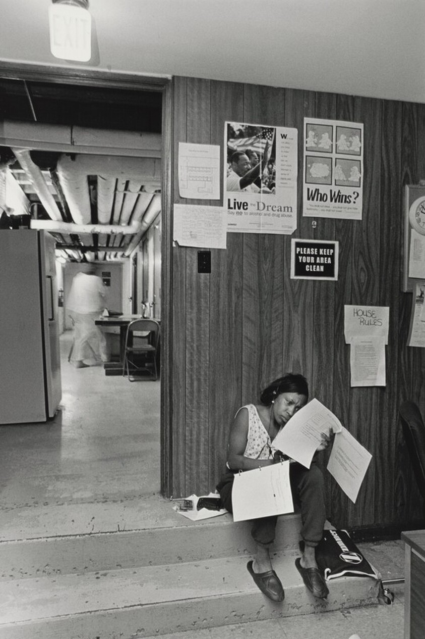 The Olive Branch is a dark, oppressive space, but it gets the message across to the women who stay there that the solutions to their problems are in their own hands. Ignoring distractions, Margie finishes her homework for job-training class. Olive Branch Mission, Chicago.