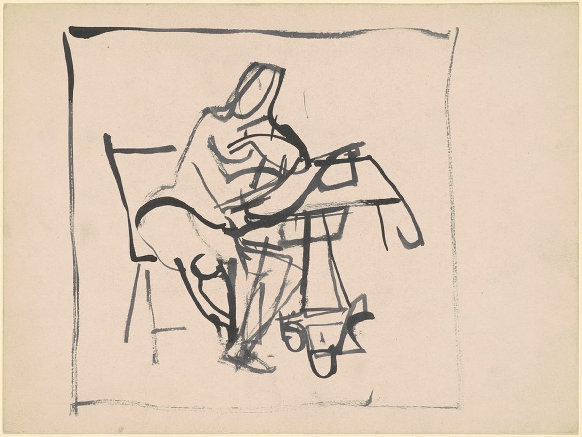 Seated Woman at Table, Franz Kline, c. 1945
