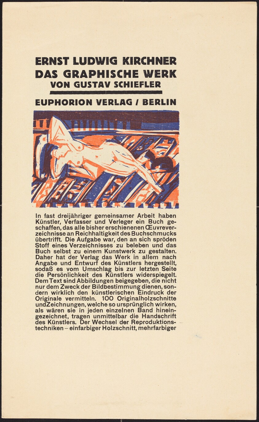 Reclining Nude with Cat (Illustration for _Ernst Ludwig Kirchner: Das Graphische Werk_)