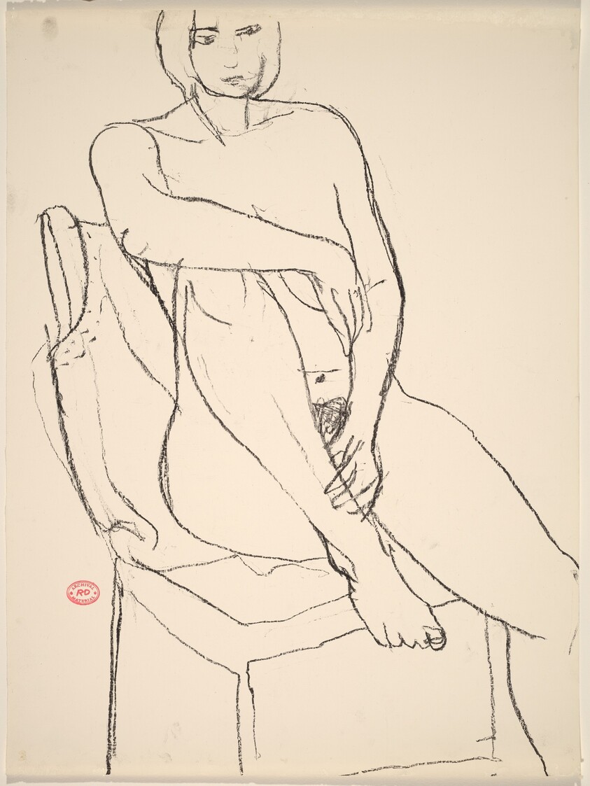Untitled [seated nude with her right foot on the chair seat]