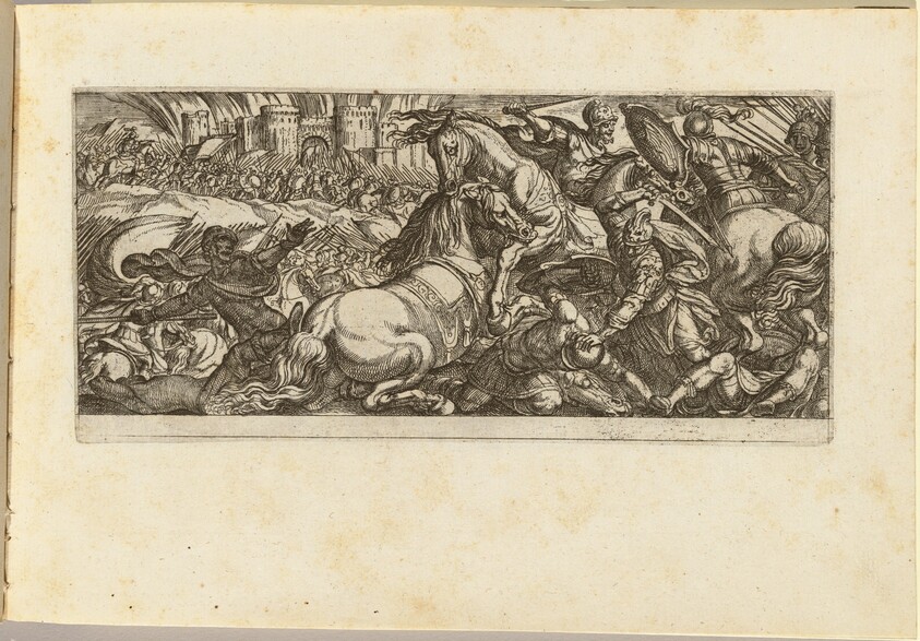 Battle Scene with Two Horses Attacking Each Other