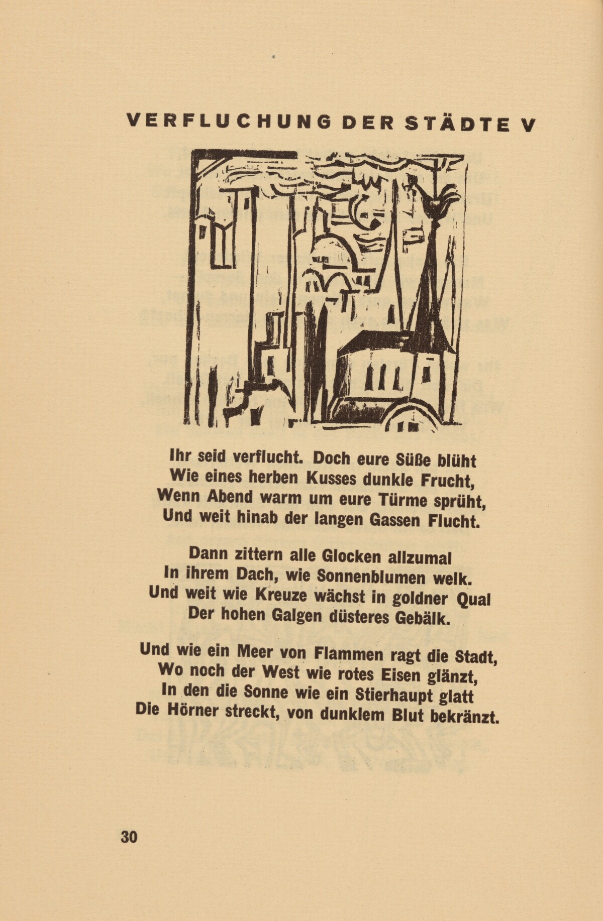 Verfluchung der Städte V) (headpiece, page 30) from Georg Heym: Umbra Vitae (Georg Heym: The Shadow of Life)