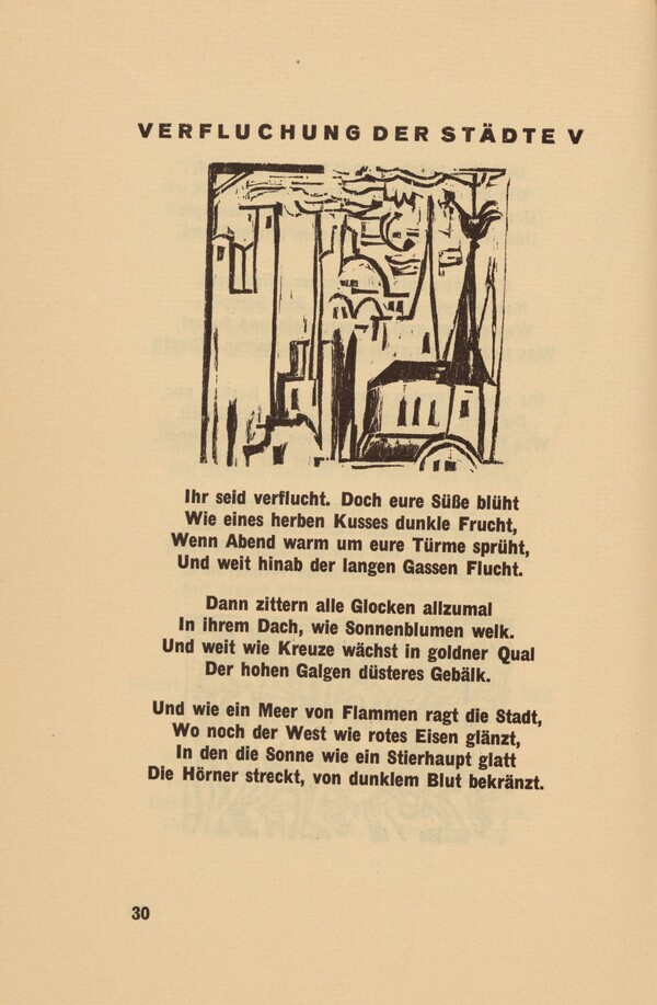 Verfluchung der Städte V) (headpiece, page 30) from Georg Heym: Umbra Vitae (Georg Heym: The Shadow of Life)