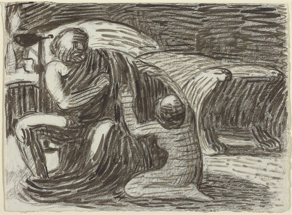 Woman Kneeling before a Seated Man