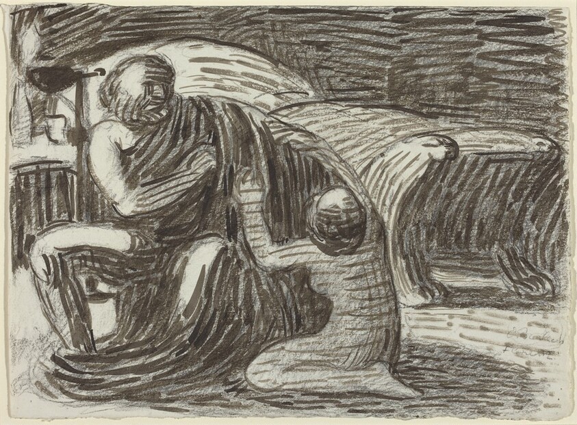 Woman Kneeling before a Seated Man