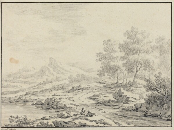 Two Men Resting near a Lake