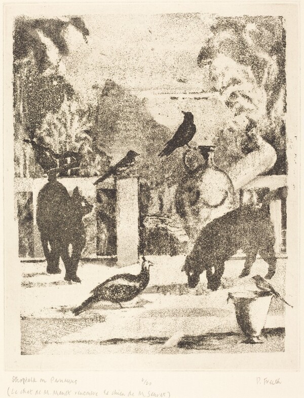 Shoptalk on Parnassus (Le chat de M. Manet rencontre le chien de M. Seurat)