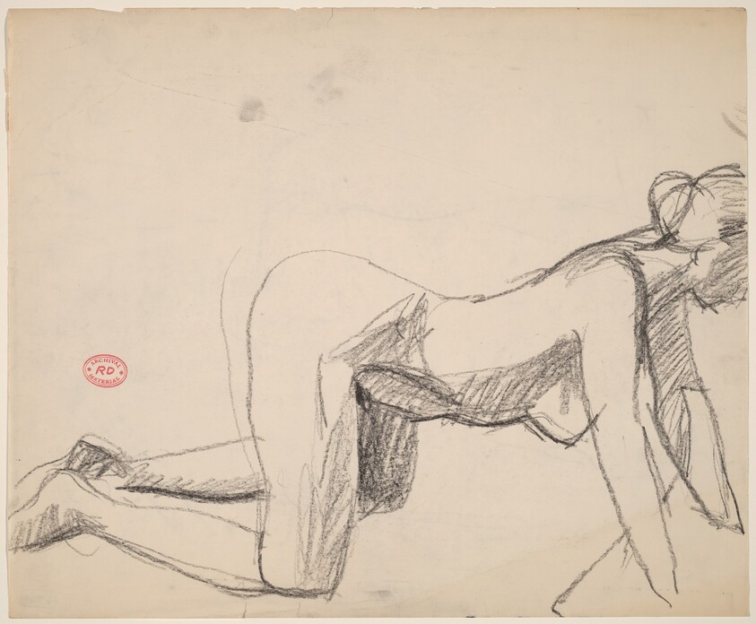Untitled [side view of a nude on her hands and knees]