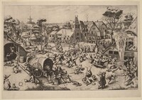 The Festival of Saint George, Johannes and Lucas van Doetechum after Pieter Bruegel the Elder, c. 1561