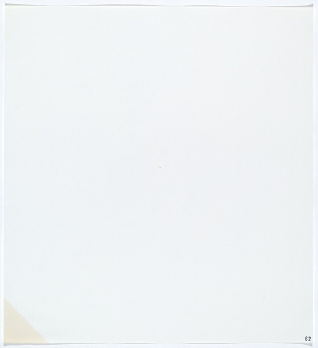 The image shows a blank square canvas with a subtle triangular shape in the bottom left corner. In the bottom right corner is the number "62."
