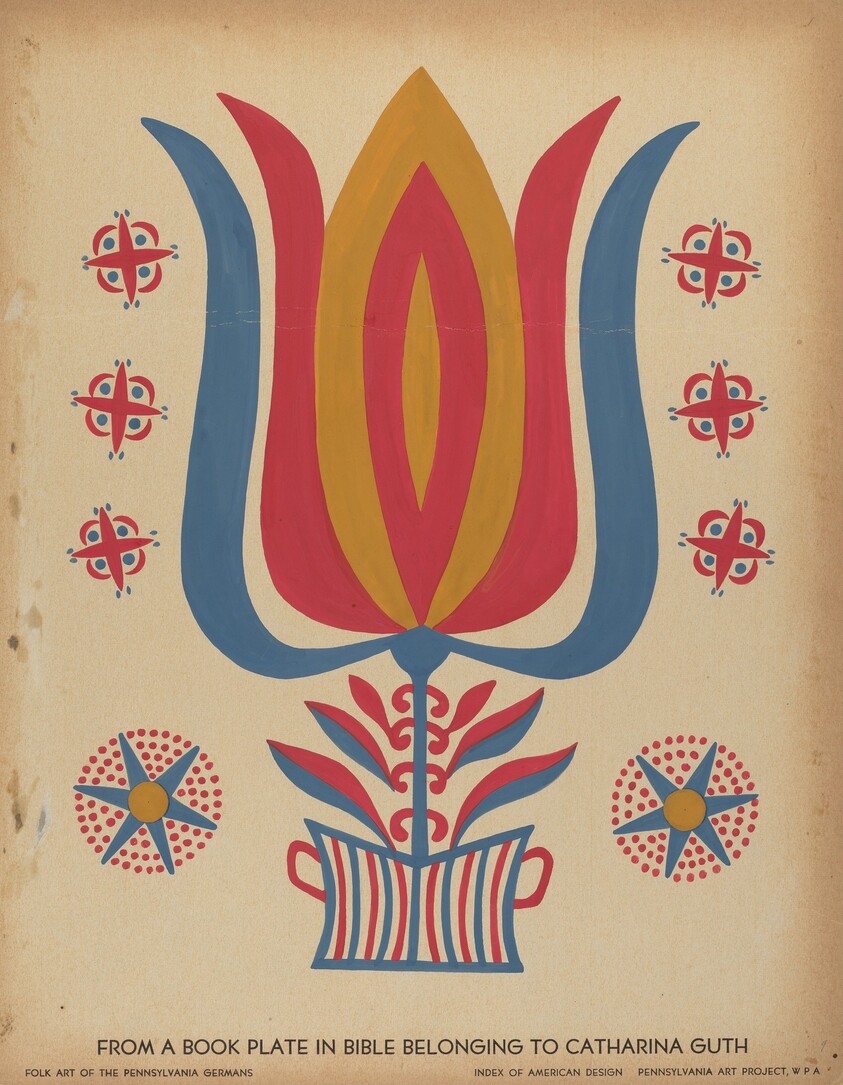 Drawing for Plate 9: From the Portfolio "Folk Art of Rural Pennsylvania"