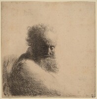 Bust of an Old Bearded Man, Looking Down, Three Quarters Right, Rembrandt van Rijn, 1631