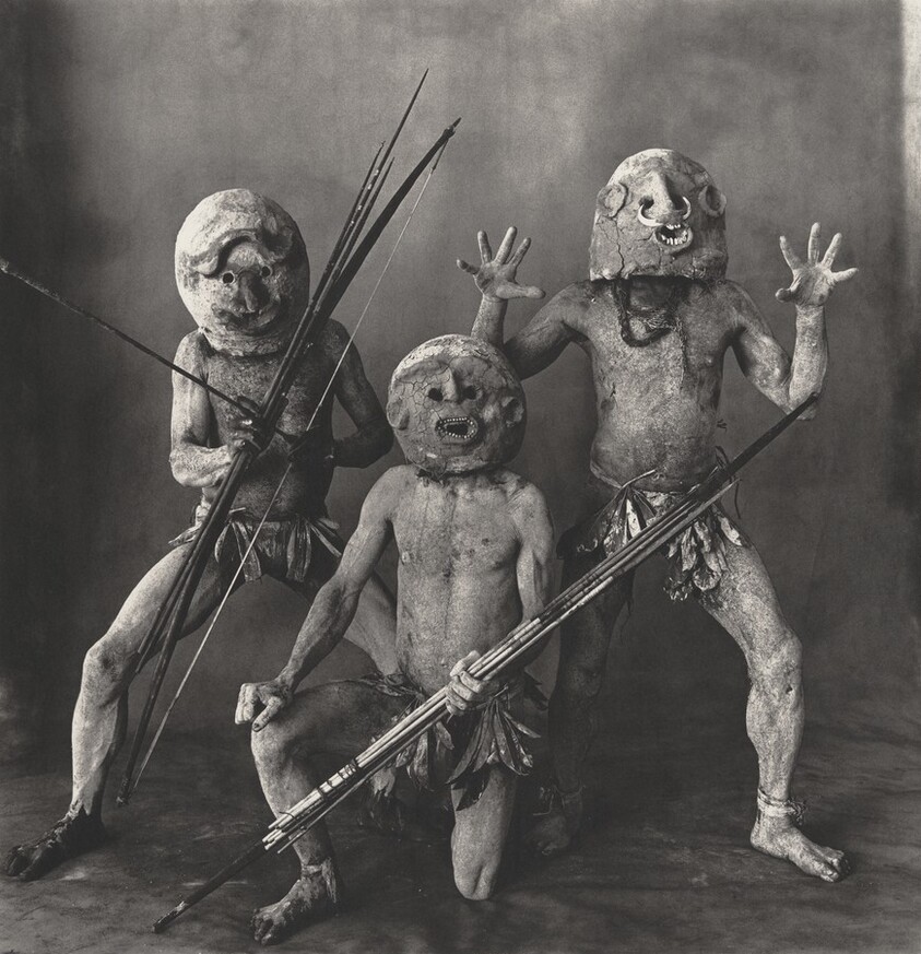 Three Asaro Mud Men, New Guinea