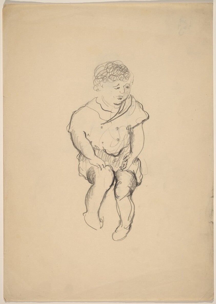 Seated Woman with Curly Hair