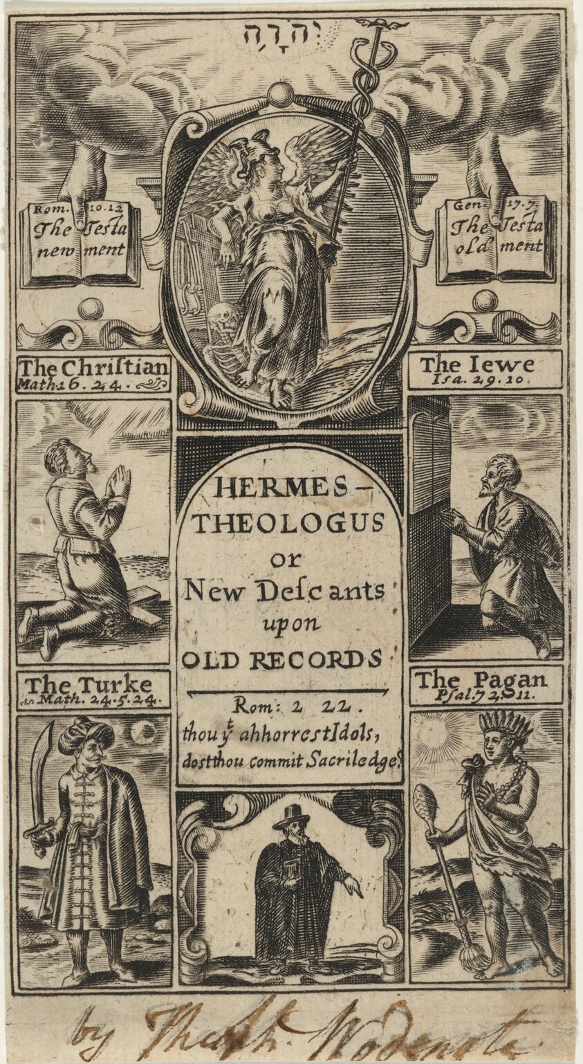 Title Page to Hermes Theologus or New Descants Upon Old Records, Theoph. Woodnote