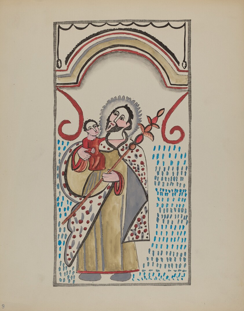 Retablo Detail of Saint Christopher