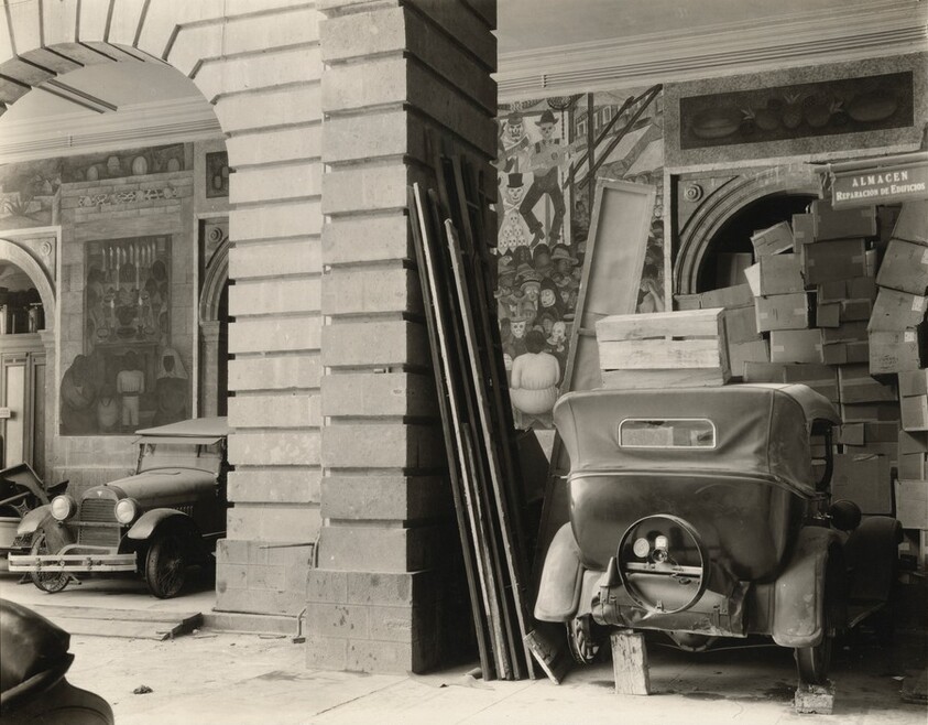 Scene at the Secretariat of Education with Rivera Murals