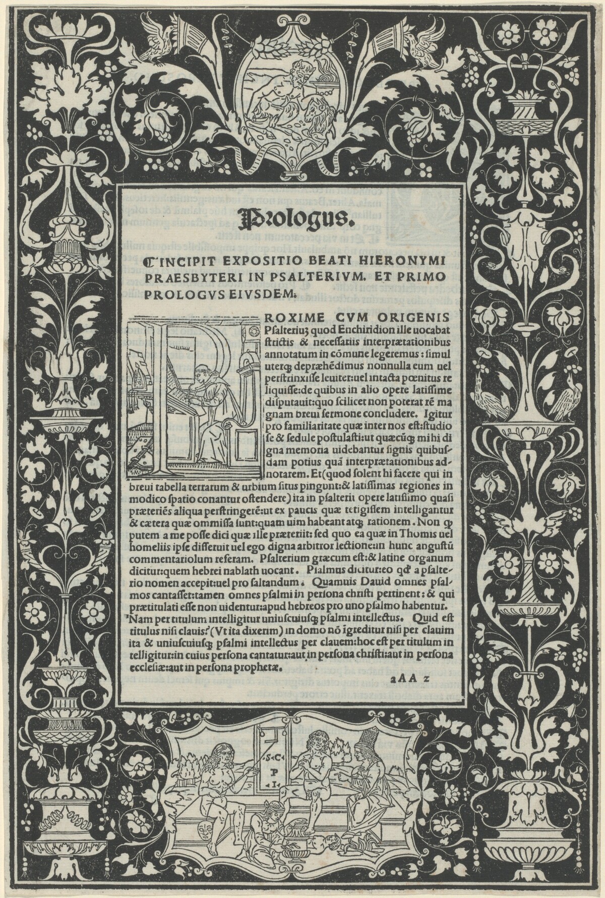 A White Line Border with Two Cartouches: "A Satyr Sacrificing a Ram," and "The Choice of Hercules"