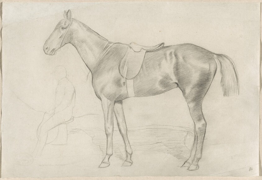 Saddled Horse with a Study of a Rider