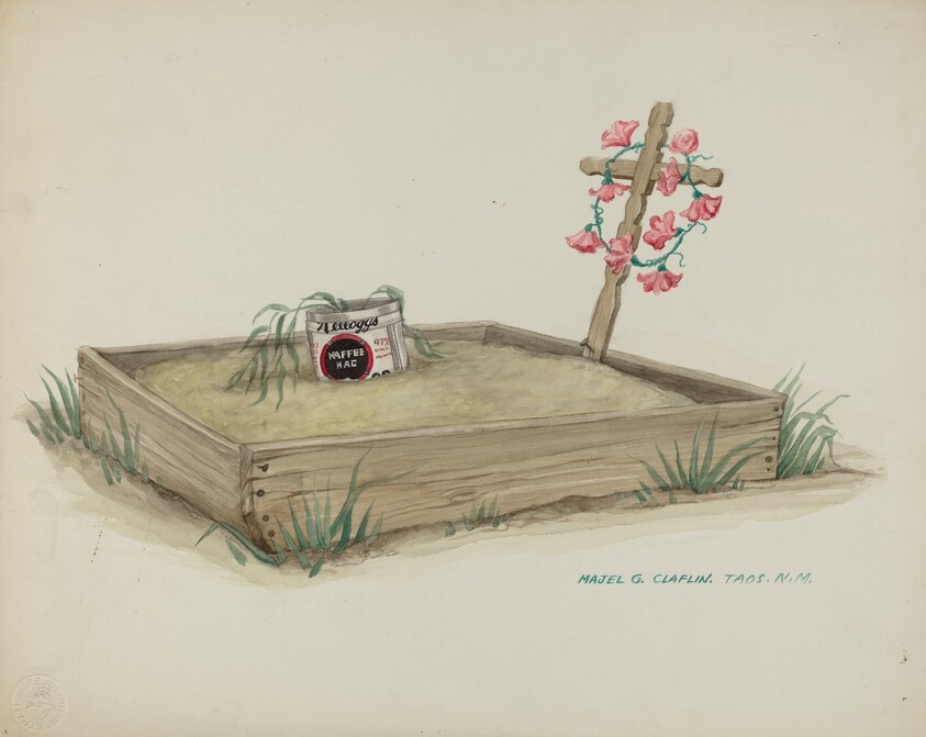 Child's Grave with Hand Made Cross of Wood