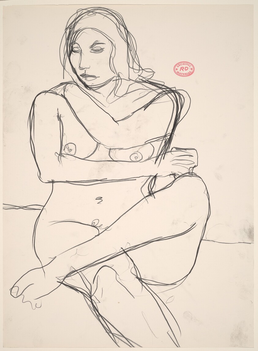 Untitled [seated nude holding her shoulder]