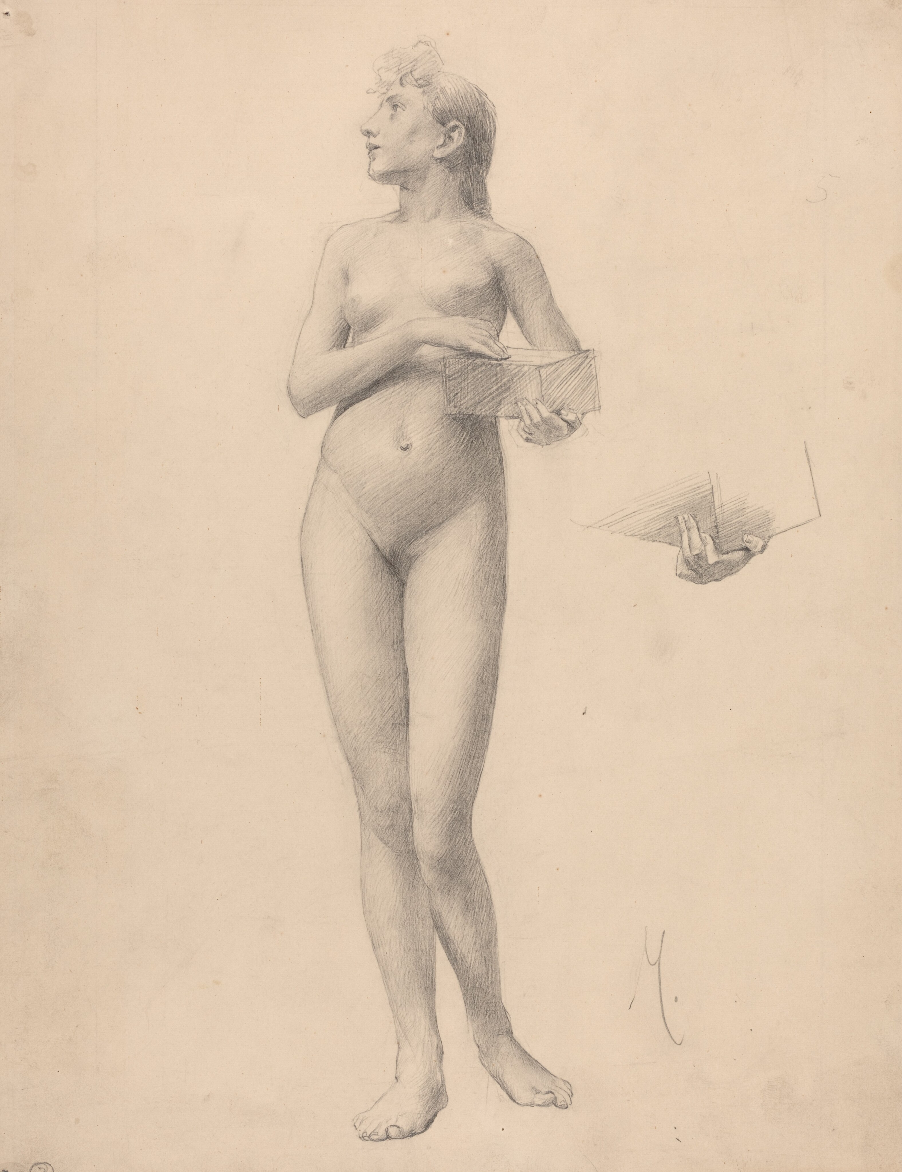 голый бокс Standing Nude Woman Holding a Box by Karel Vitezslav Masek