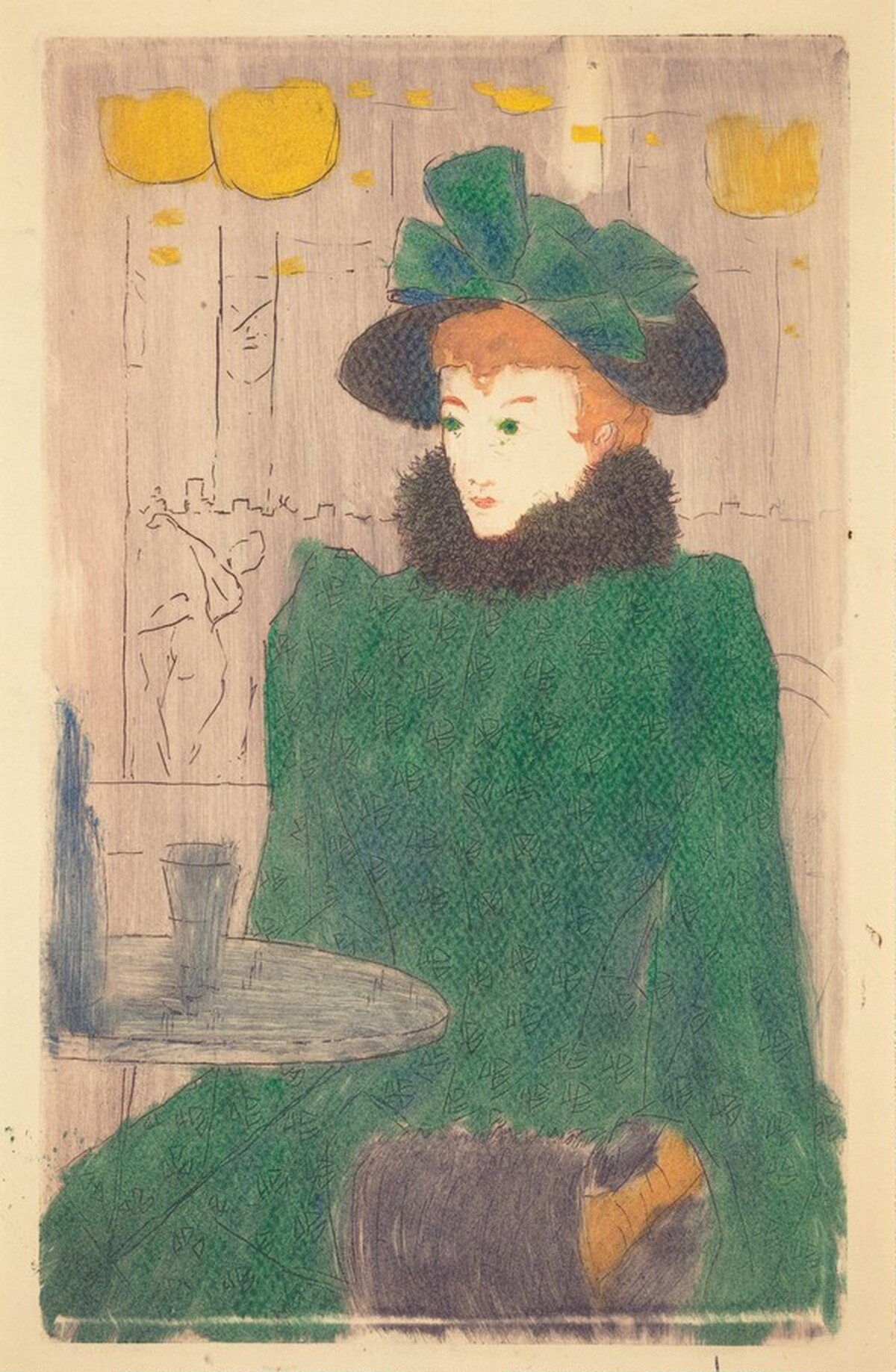 Au café - La jeune femme en vert