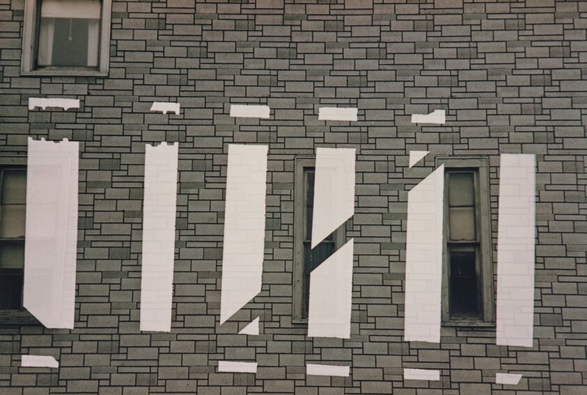 Multiple Exposure: Green Windows and White Bars, Chicago