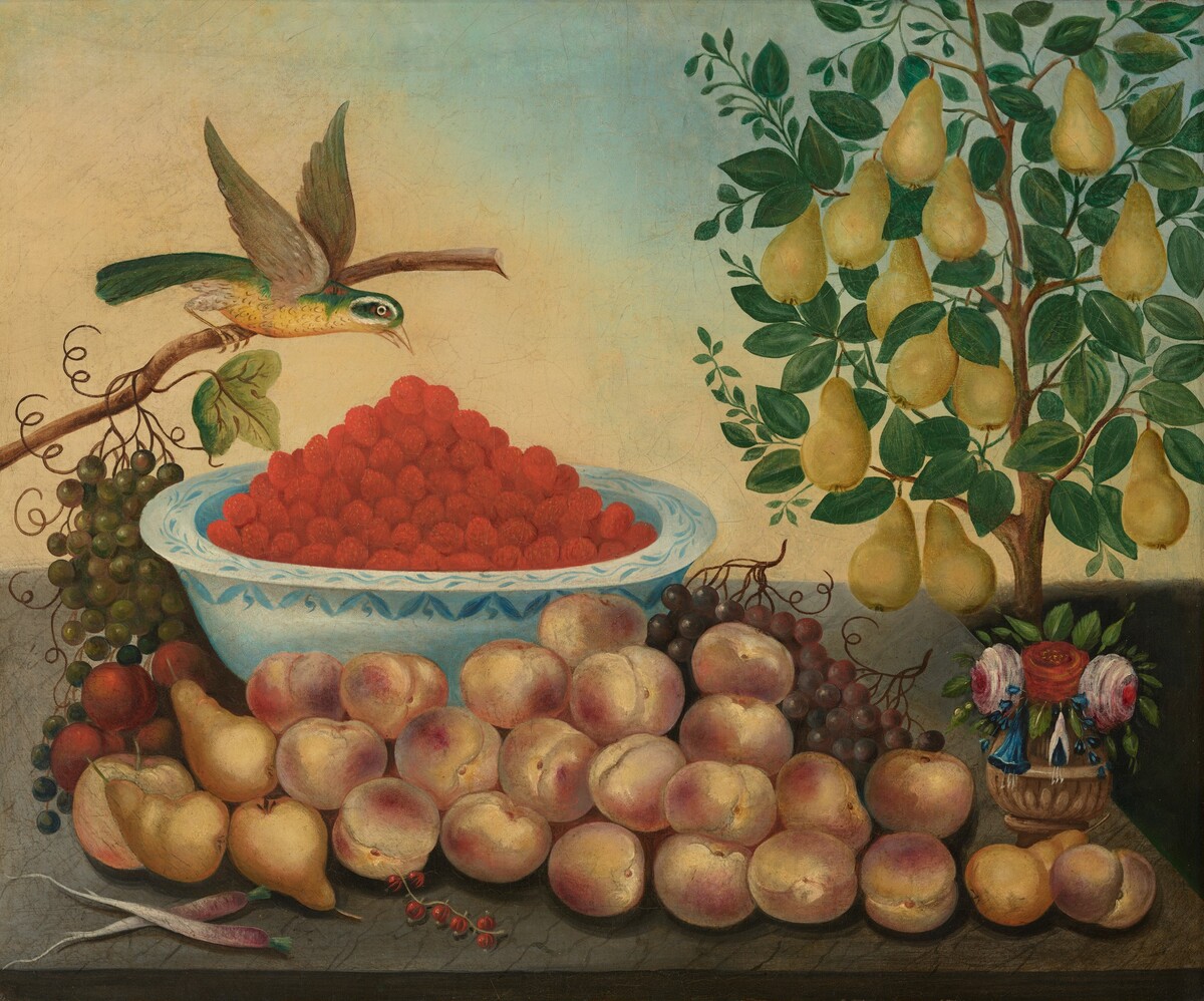 Still Life: Fruit, Bird, and Dwarf Pear Tree