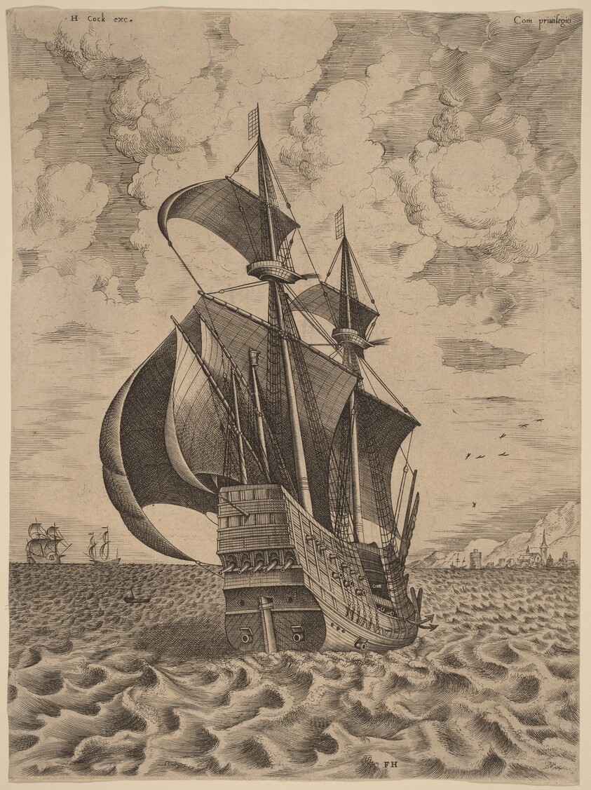 Armed Four-Master Sailing towards a Port