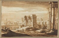 A Capriccio View of Roman Ruins along the Tiber, Jacob van der Ulft
