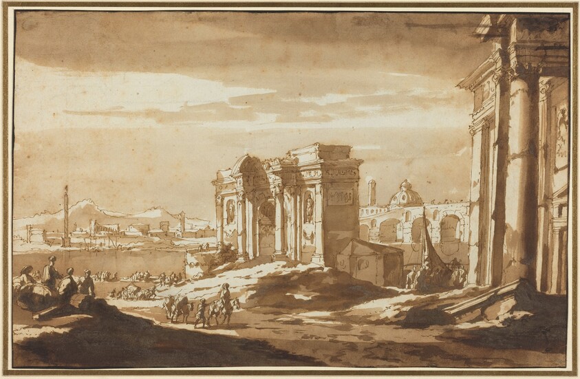 A Capriccio View of Roman Ruins along the Tiber
