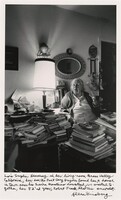 Lois Snyder Hennessy in her living-room Grass Valley California, her son the Poet Gary Snyder found her a house in town near his Sierra Mountains homestead, we visited together, her 82'nd year, Robert Frank liked this snapshot., Allen Ginsberg, c. 1988