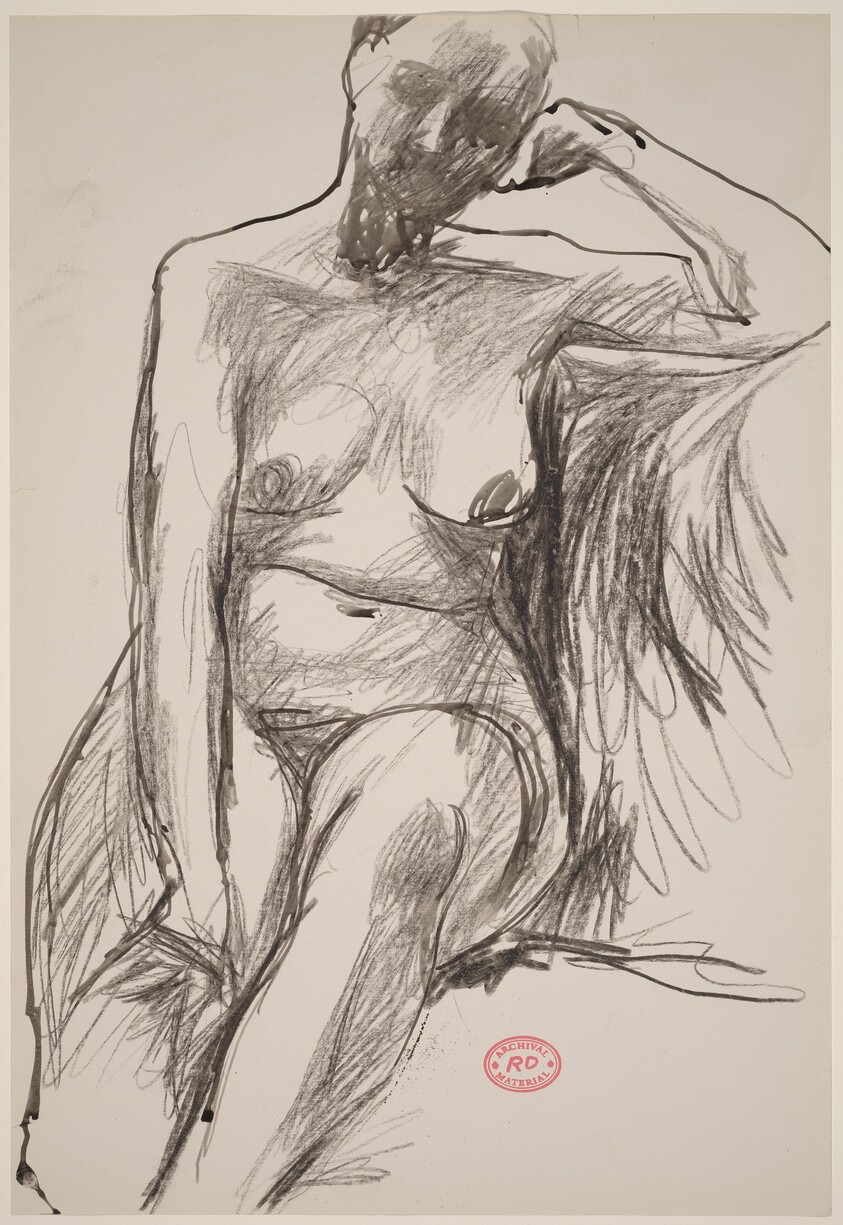 Untitled [seated female nude with resting on left arm]