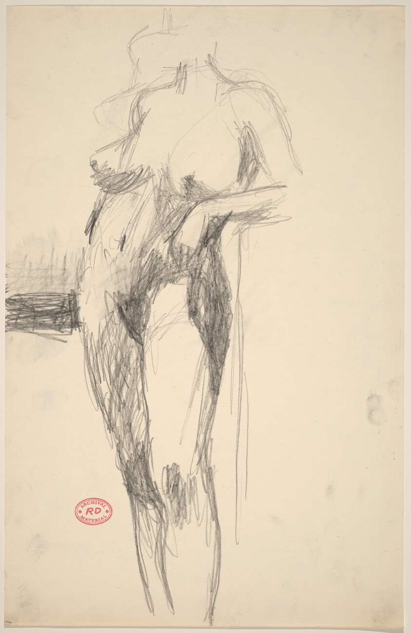 Untitled [standing female nude resting her arm on a support]