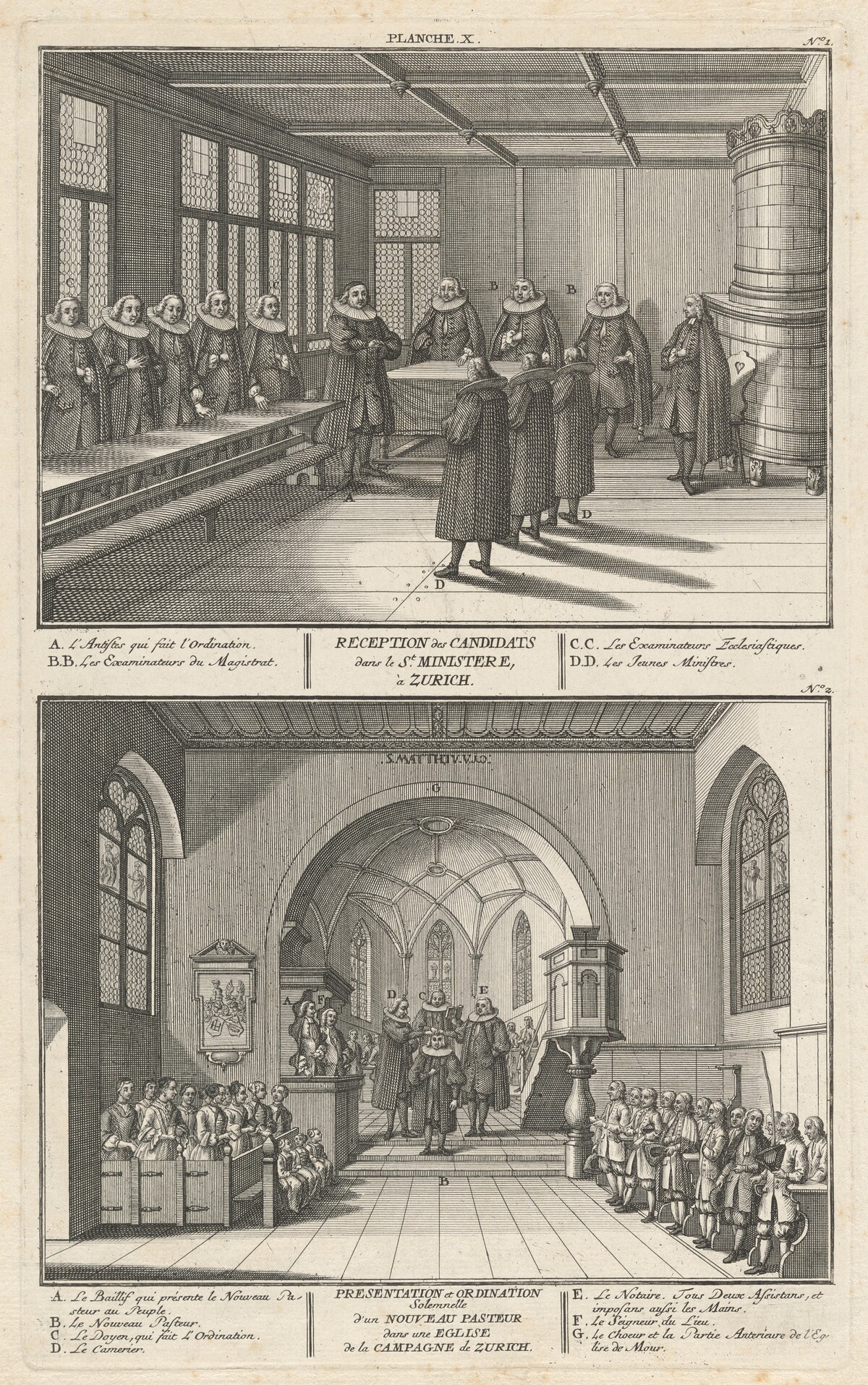 Reception des Candidats dans le St. Ministere, à Zurich; Presentation et Ordination Solemnelle d’un Nouveau Pasteur dans une Eglise de la Campagne de Zurich (Reception of the Candidates and Presentation and Ordination of a New Pastor)