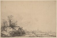 Cottage beside a Canal, Rembrandt van Rijn, c. 1645