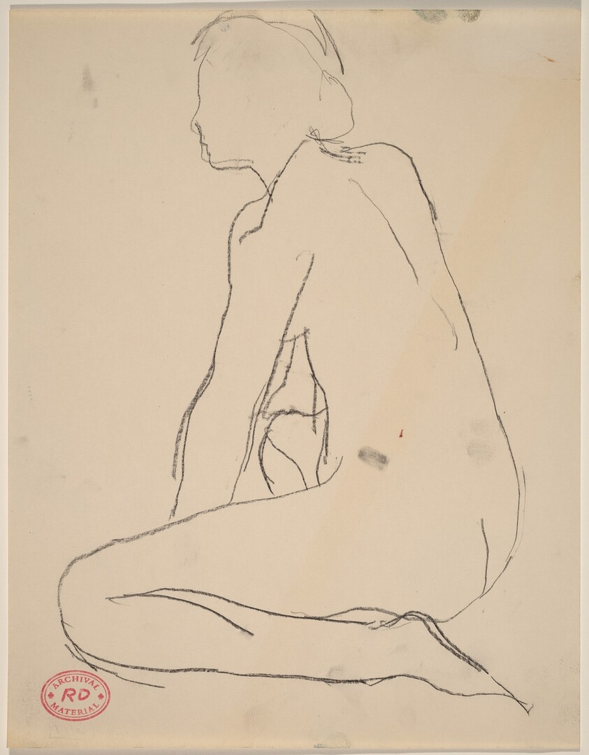 Untitled [side view of kneeling female nude]