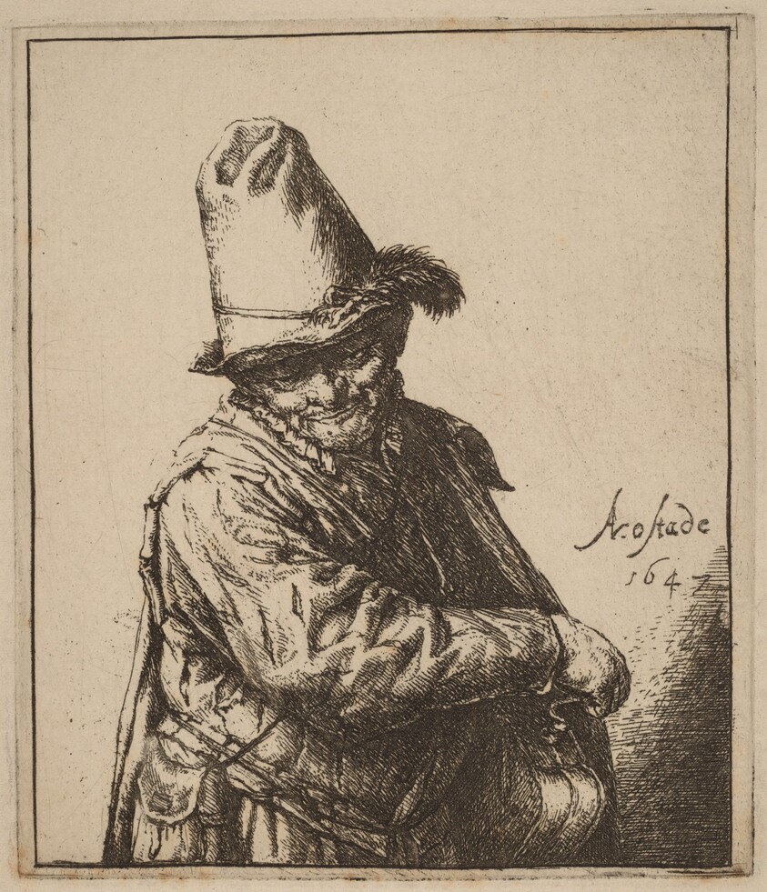 Hurdy-Gurdy Player in a Tall Hat