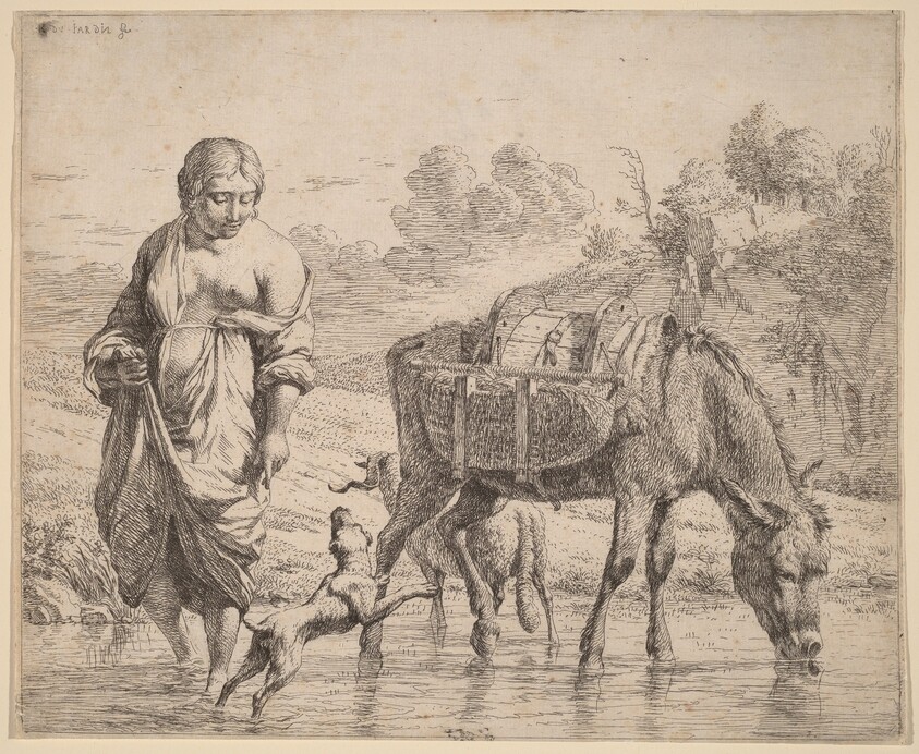 Woman Crossing a Stream