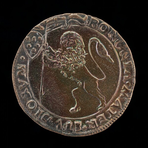 Rampant Lion Holding a Banner [reverse]